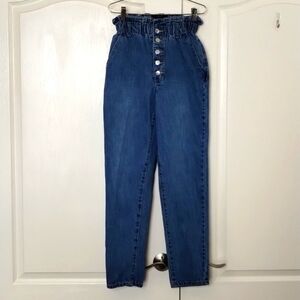 Forever21 mom jeans high waist size 24 90's button up  28" inseam